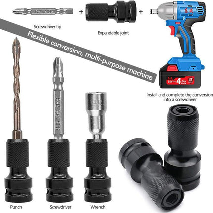 2 pcs Socket Adapters 1/2" Square Drive To 1/4" Impact Wrench Adapter Quick Release Converter For Impact Ratchet Wrench.