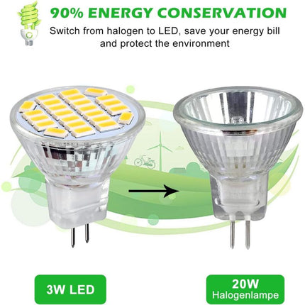 Mr11 Gu4 LED 3W Positive White Light 6500K, Non-Dimmable, Gu4 LED Spot Bulbs, 25-35W Halogen Equivalent, 350Lm, Ac/Dc.
