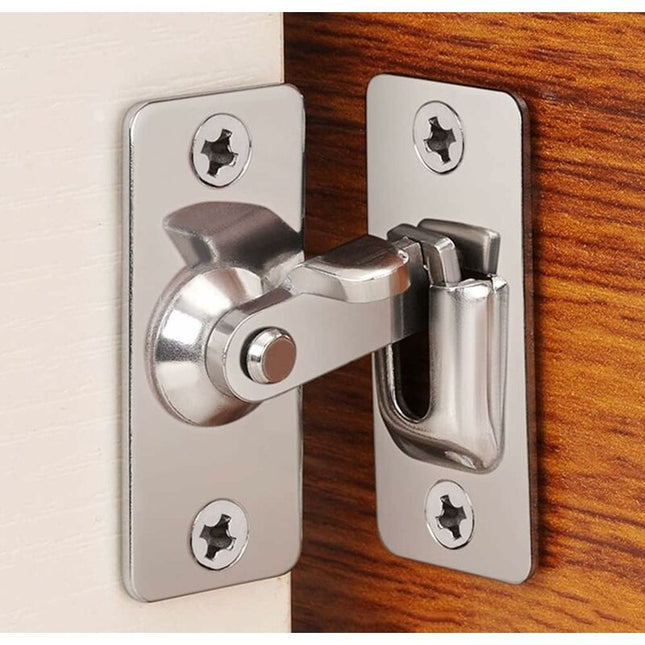 90 Degree Right Angle Stainless Steel Door Lock, Used For Wooden Fences, Doors And Windows, Sliding Doors (Silver).