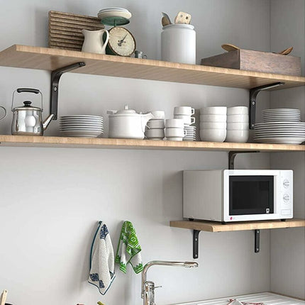 Wall Shelf Bracket, Matte Black Metal Bracket, Metal Shelf Support For Kitchen Decor, Heavy Duty Bracket, 100Mm100Mm, 4.