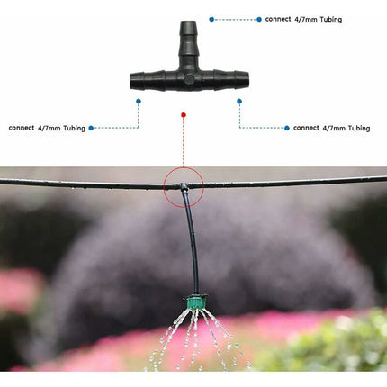 100 pcs Barbed Connectors Drip Irrigation,4/7Mm Universal Barbed Tee Hose,Suitable For 4/7Mm Drip Hose Watering Garden.