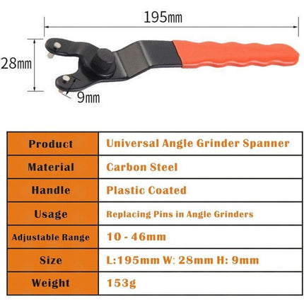 Universal Wrench For Angle Grinder 10-46Mm With Plastic Anti-Slip Handle.