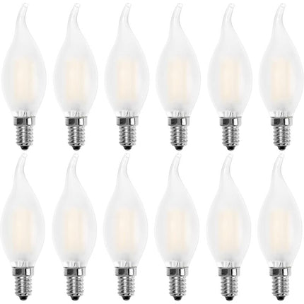 LED Bulb E14 Flame, Candle Shape, Warm White 2700K, 4W Incandescent Equivalent 40W, 400Lm, Pack Of 12 [Energy Class A+].