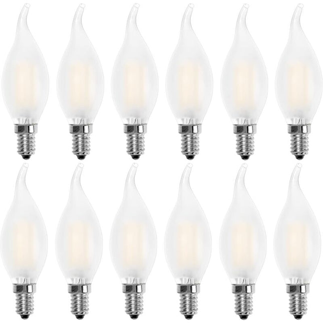 LED Bulb E14 Flame, Candle Shape, Warm White 2700K, 4W Incandescent Equivalent 40W, 400Lm, Pack Of 12 [Energy Class A+].