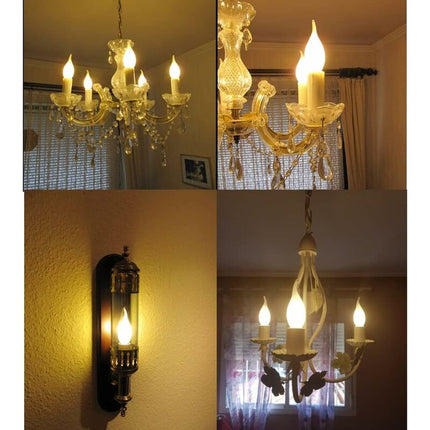 LED Bulb E14 Flame, Candle Shape, Warm White 2700K, 4W Incandescent Equivalent 40W, 400Lm, Pack Of 12 [Energy Class A+].