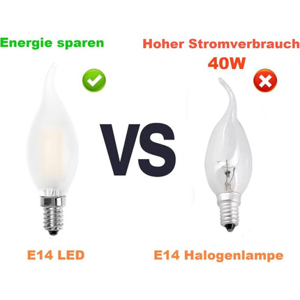 LED Bulb E14 Flame, Candle Shape, Warm White 2700K, 4W Incandescent Equivalent 40W, 400Lm, Pack Of 12 [Energy Class A+].