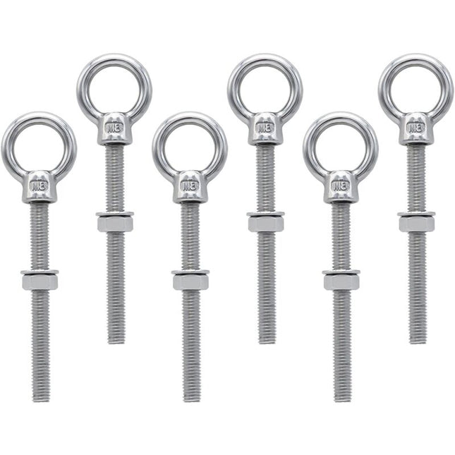 Eye Bolts M8 X 80Mm Stainless Steel Metric Thread M8 Eye Bolts For Fixing And Hanging, 6 pcs.