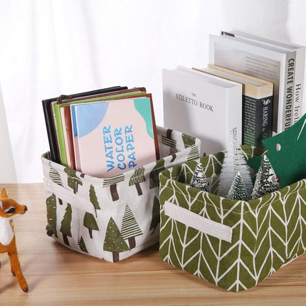 10 Pack Small Foldable Linen Fabric Storage Basket With Handles And Water Repellent Lining, For Shelves And Desk, Toys,.