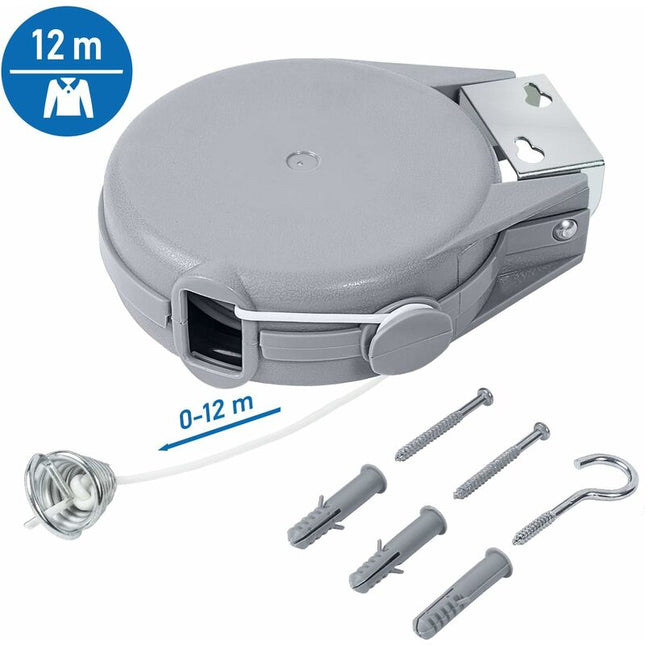 Long, 12M Retractable Clothes Line, Heavy Duty Clothes Dryer, Automatic Retractable Mechanism, Easy Wall Installation,.