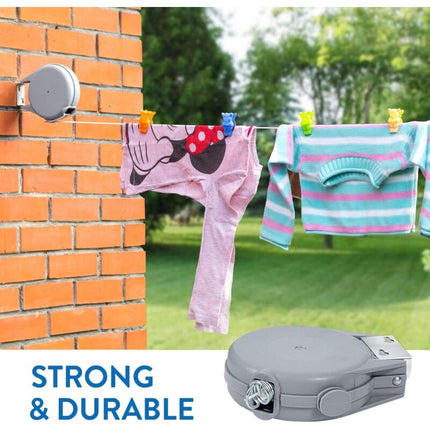 Long, 12M Retractable Clothes Line, Heavy Duty Clothes Dryer, Automatic Retractable Mechanism, Easy Wall Installation,.