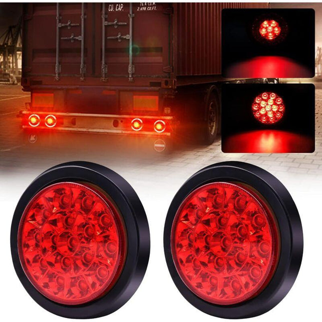 2 pcs Truck Tail Lights, 24V ROund Integrated High Brightness LED Tail Lights, Brake Lights For Trailer, Truck, Vans,.