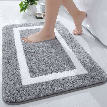 Non-Slip Bath Mat, Soft Microfiber Bathroom Mat, Absorbent High Pile Bath Mat, Machine Washableable - 40 X 60 Cm - Grey.