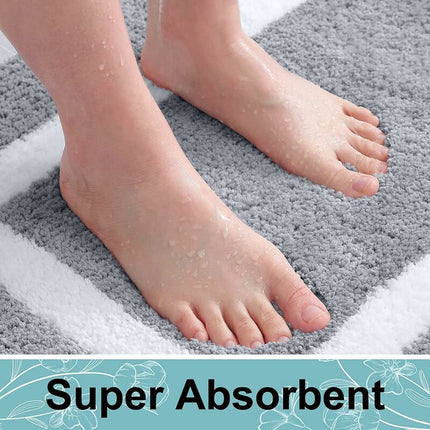 Non-Slip Bath Mat, Soft Microfiber Bathroom Mat, Absorbent High Pile Bath Mat, Machine Washableable - 40 X 60 Cm - Grey.
