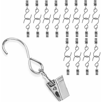 25 pcs Metal Curtain Hooks Hanging Clips For Curtain Party String Lights Outdoor Activity Wire Home Decoration.