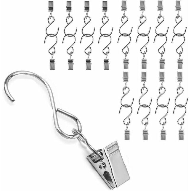 25 pcs Metal Curtain Hooks Hanging Clips For Curtain Party String Lights Outdoor Activity Wire Home Decoration.