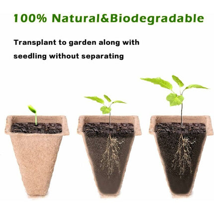 10 Pack Peat Pots, 100 Cells Biodegradable Seedling Starter Kit For Indoor Outdoor, Includes 10 Plastic Plant Labels.