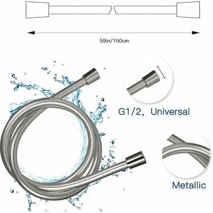 Pvc Shower Bath Hose Extra Replacement Bathroom Extension 1.5M Flexible Hose Handheld Shower Hose (G1/2，1.5M).