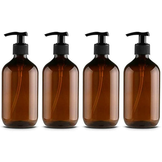 4 Pack 500Ml Pet Plastic Soap Dispenser With Black Lotion Pump Ideal For Kitchen Bathroom.