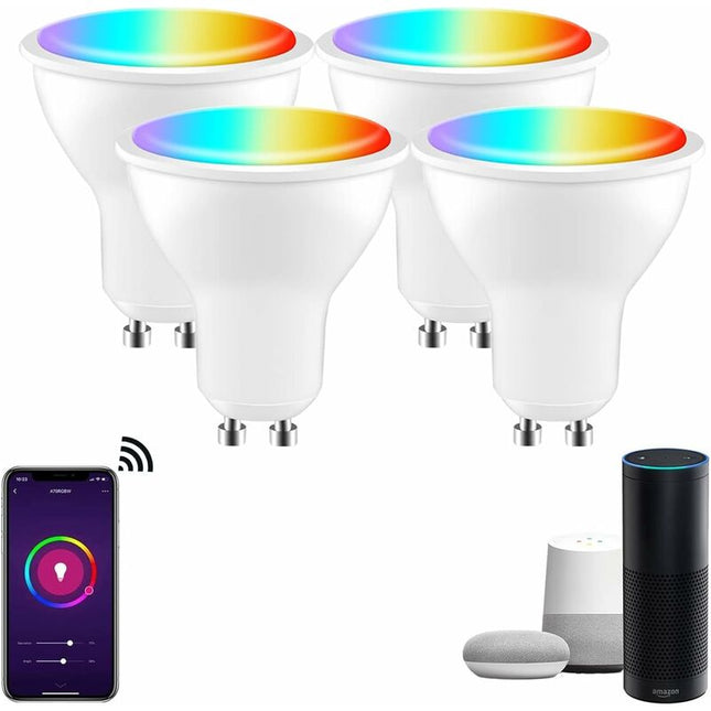 [Pack Of 4] Gu10 5W LED Bulb, Gu10 Alexa, Rgbw 3000K-6500K, [App Control] [Voice Control], Compatible With Google Home,.