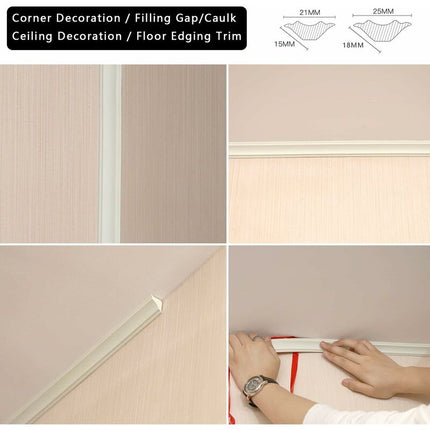 5 Meters Flexible Moulding Trim, Caulk Strips, Self-Adhesive, For Bathtub Corners, Toilets, Countertops, Baseboard,.