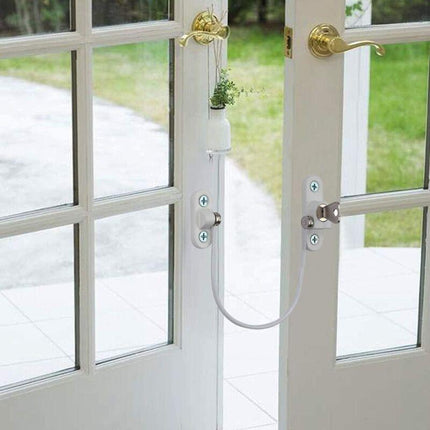 Security Lock Furniture Door Window-2 pcs With Key White Cable Restrictor 190Mm-Baby Child Safety Cable Restrictor.