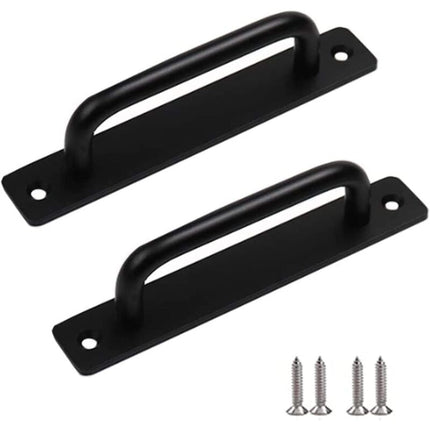 2 pcs Heavy Duty Barn Door Handle, Steel Sliding Door Pull Handle, Black Cast Iron Door Handle, Interior Exterior Door.
