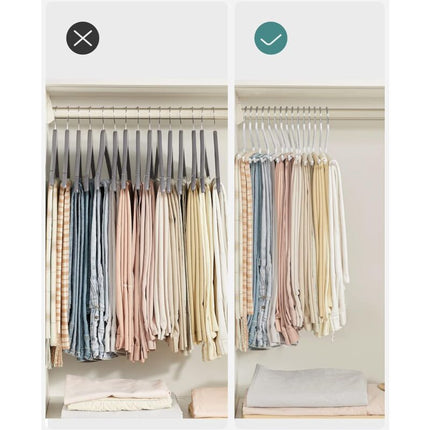 20 Pack Metal Trouser Hangers, Open End Hanger, Non-Slip Coating, Space Saving, 35Cm Length, White.