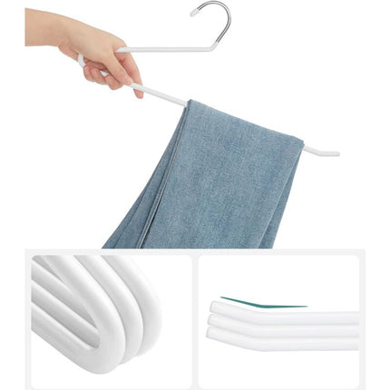 20 Pack Metal Trouser Hangers, Open End Hanger, Non-Slip Coating, Space Saving, 35Cm Length, White.