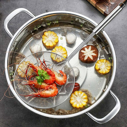 Stainless Steel Skimmer With Handle For Frying And Serving Food, Pasta, Spaghetti, Noodles (Diameter: 20Cm Total.