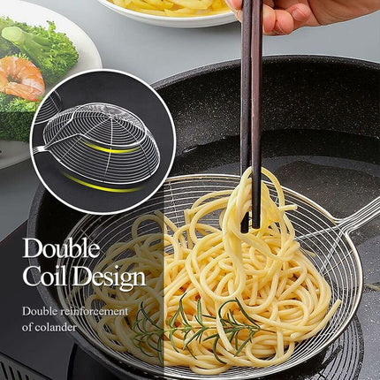 Stainless Steel Skimmer With Handle For Frying And Serving Food, Pasta, Spaghetti, Noodles (Diameter: 20Cm Total.
