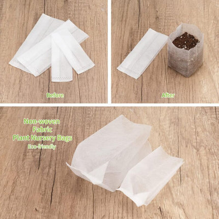 200 pcs Biodegradable Non-Woven Fabric Plant Grow Bags Seedling Grow Bags (14 X 16Cm + 10 X 12Cm).