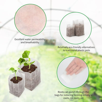 200 pcs Biodegradable Non-Woven Fabric Plant Grow Bags Seedling Grow Bags (14 X 16Cm + 10 X 12Cm).