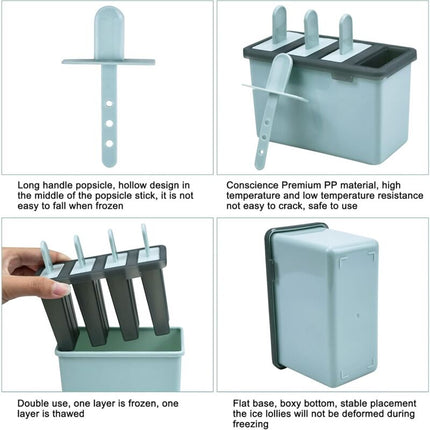 8 Cell Ice Cream Mold With Stick, Ice Lolly Molds, Reusable Popsicle Molds, Ice Pop Mold For Kids And Adults, Bpa Free,.