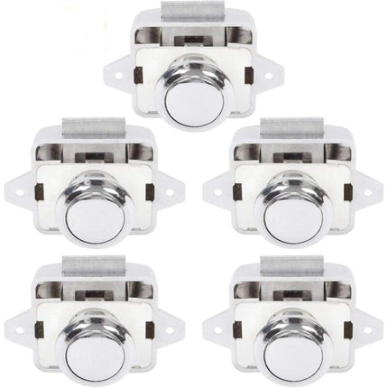 Push Button Camper - Lock Latch Door Closer Cupboard Knob For Rv Motorhome Caravan 5 pcs Silver.