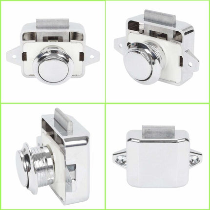 Push Button Camper - Lock Latch Door Closer Cupboard Knob For Rv Motorhome Caravan 5 pcs Silver.