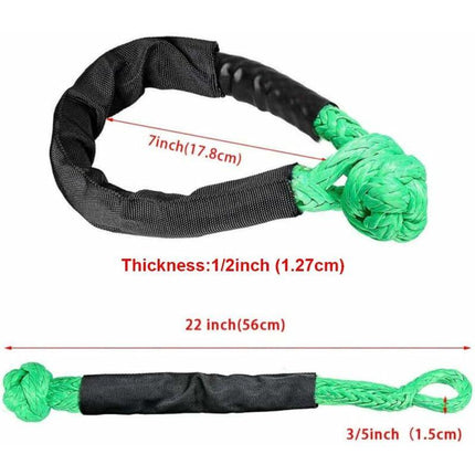 2 pcs Soft Shackle Tow ROpes For Truck Atv Marine, One-Piece Outdoor Recovery Straps, Red.