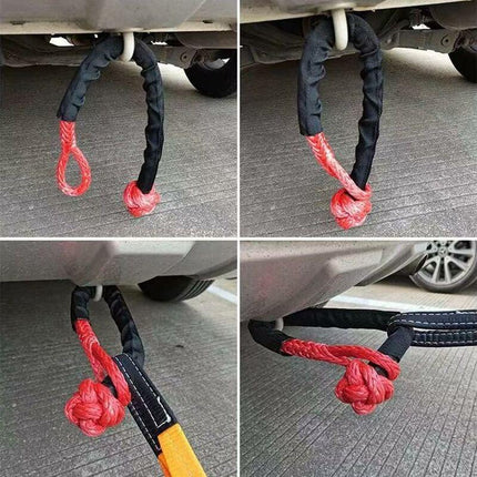 2 pcs Soft Shackle Tow ROpes For Truck Atv Marine, One-Piece Outdoor Recovery Straps, Red.