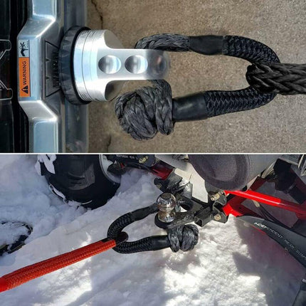 2 pcs Soft Shackle Tow ROpes For Truck Atv Marine, One-Piece Outdoor Recovery Straps, Red.