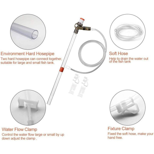 Aquarium Vacuum Cleaner Fish Tank Gravel Cleaning Kit With Siphon For Water Change - Cleaning Pump With Air Pressure.