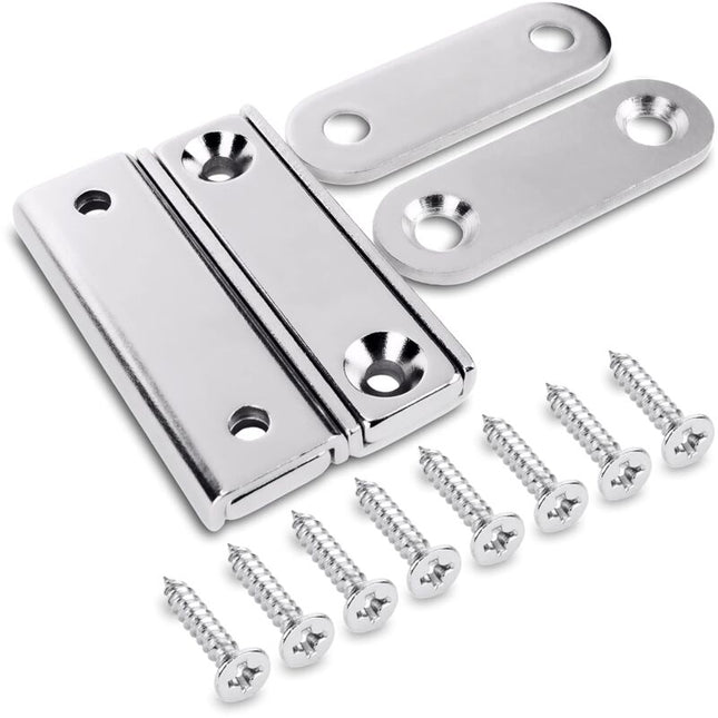 2 pcs Rectangular Neodymium Magnets With Hole 40X13.8X5Mm, 15Kg Force + 2 Steel Washers + 8 Screws Included.