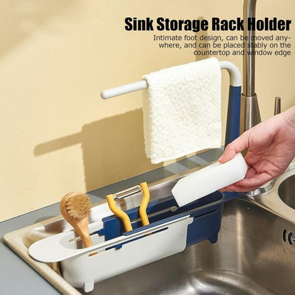Sink Rack, Kitchen Sink Sponge Holder Telescopic Sink Storage Rack Freely Large Capacity Pp Expandable Sink Organizer.