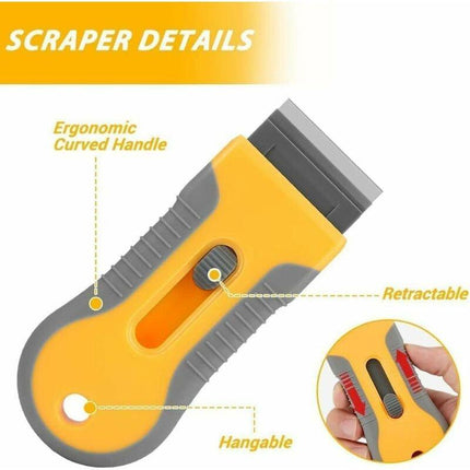 Glass And Ceramic Glass Scraper - Glass Cleaning Tool With 20 Replacement Parts For Removing Gasket Labels, Decals And.