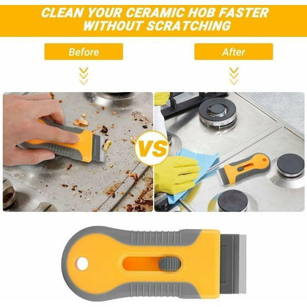Glass And Ceramic Glass Scraper - Glass Cleaning Tool With 20 Replacement Parts For Removing Gasket Labels, Decals And.
