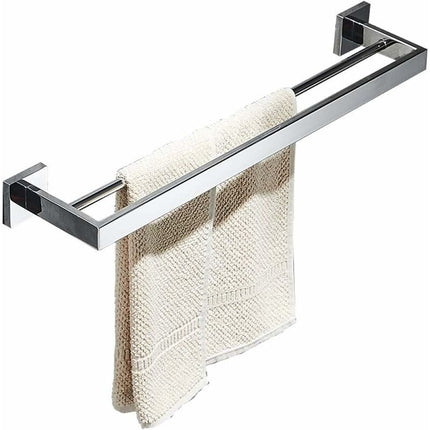 Bathroom Wall Mounted Towel Rack, Double Towel Bar, Chrome Mirror Polished, 60Cm.