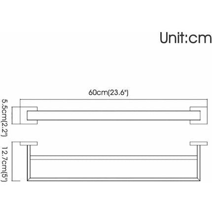 Bathroom Wall Mounted Towel Rack, Double Towel Bar, Chrome Mirror Polished, 60Cm.