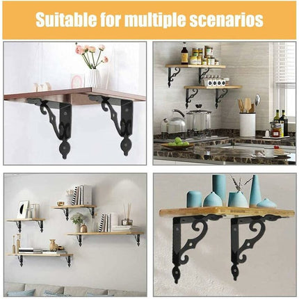 4 pcs Triangle Shelf Brackets Black Shelf Bracket Iron Wall Shelf Bracket Heavy Duty Shelf Brackets Wall Shelf Bracket,.