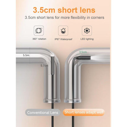 Endoscope Camera, 1080P Hd Endoscope, 2.4 Inch Ips Screen Pipe Inspection Camera, Ip67 Waterproof Camera, 5M Semi-Rigid.