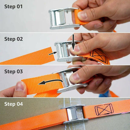 Lashing Straps, 6 M Length, 25 Mm Width, 150 Kg Lashing Capacity, Complies With Din En 12195-2 - Orange.