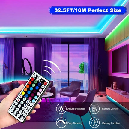 LED Strip 10M, LED Bedroom Rgb LED Strip Light LED Strip For Bedroom 300 LEDs 5050 Rgb Ip65 Waterproof 44 Key Remote.