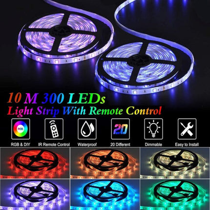 LED Strip 10M, LED Bedroom Rgb LED Strip Light LED Strip For Bedroom 300 LEDs 5050 Rgb Ip65 Waterproof 44 Key Remote.